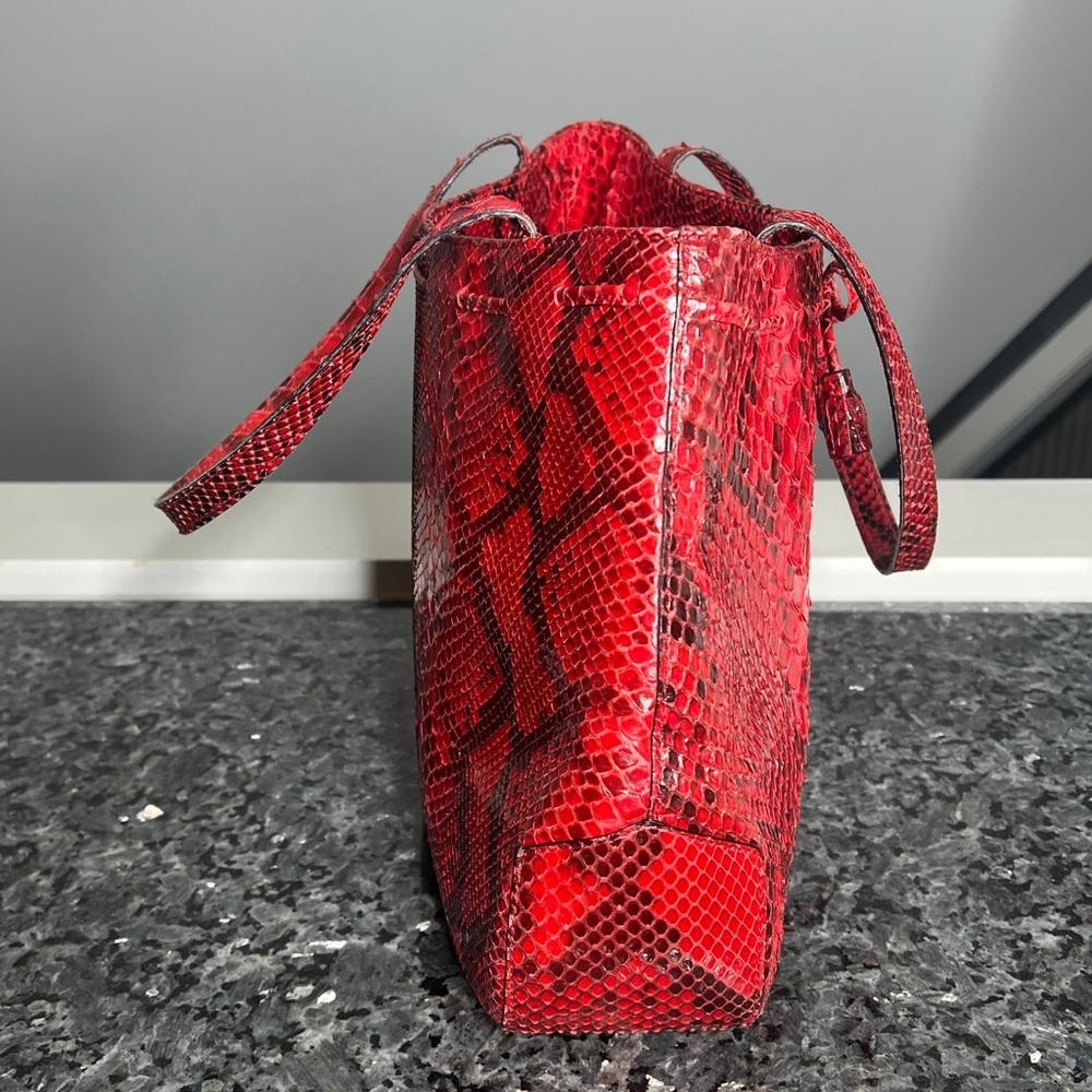 Anya Hindmarch Red And Black Python Snakeskin Sho… - image 3